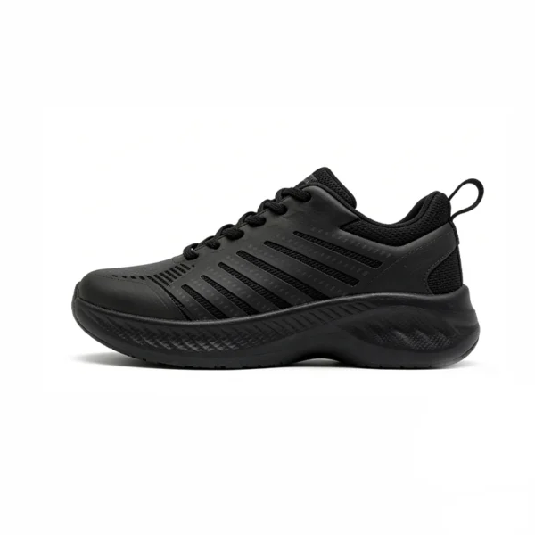 black-casual-sneakers-cs2618 CS2618 Breathable Casual Sneakers with Perforated Upper and Cushioned Sole for Men and Women