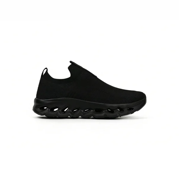 classic-black-casual-sneakers-exporter CS2614 Slip-On Knit Casual Sneakers with Hollow Cushion Sole for Men and Women