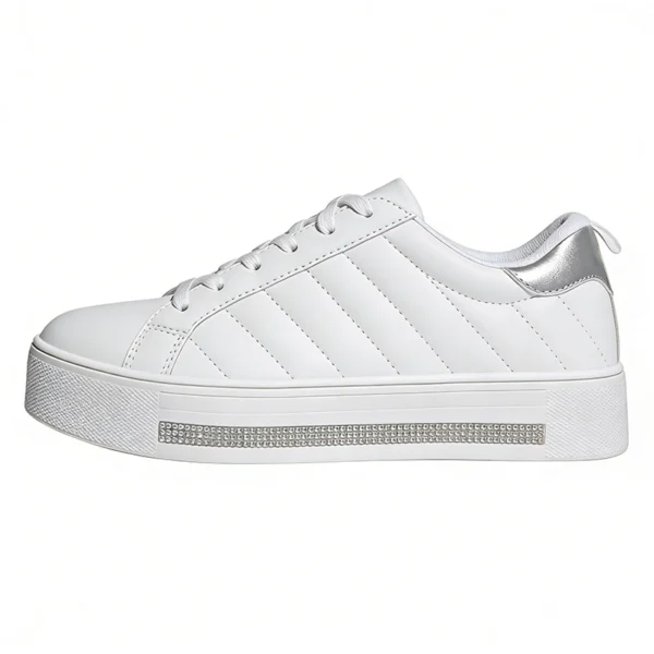 classic-white-casual-sneakers-supplier CS2617 Low-Top Casual Sneakers with Platform Rubber Sole for Men and Women