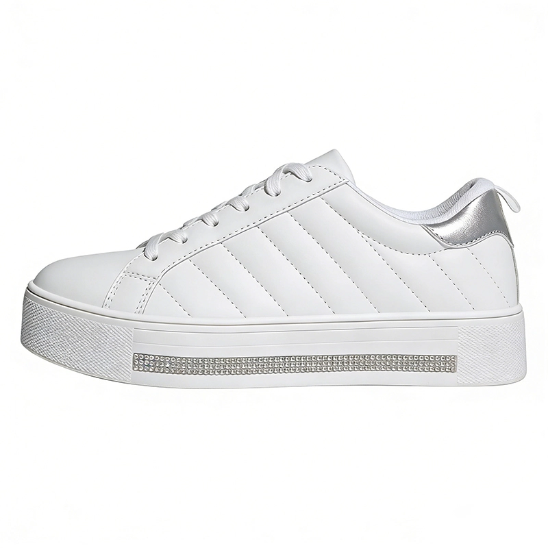 classic-white-casual-sneakers-supplier CS2617 Low-Top Casual Sneakers with Platform Rubber Sole for Men and Women