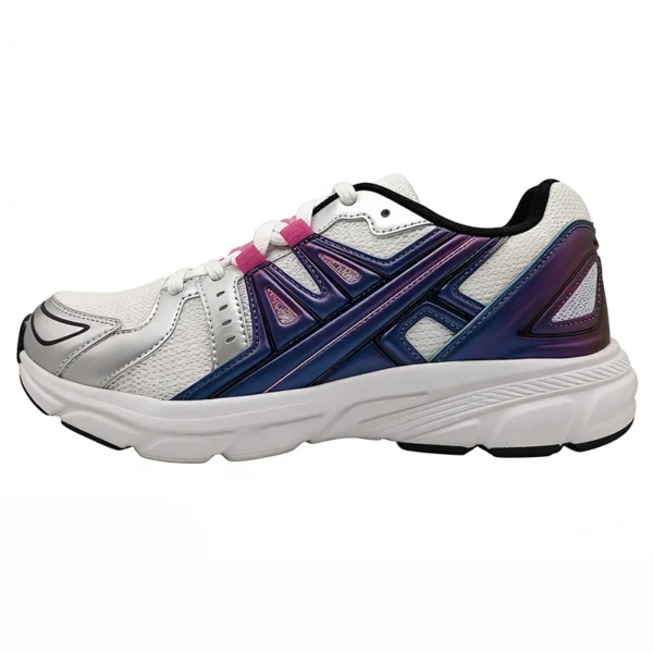 CS2613 Retro Mesh Casual Sneakers with Shiny Overlay Panels for Men and Women