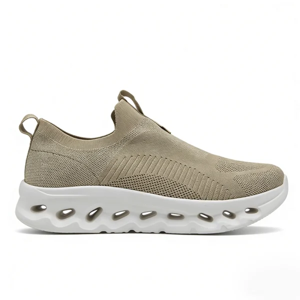 khaki-casual-sneakers-cs2614 CS2614 Slip-On Knit Casual Sneakers with Hollow Cushion Sole for Men and Women
