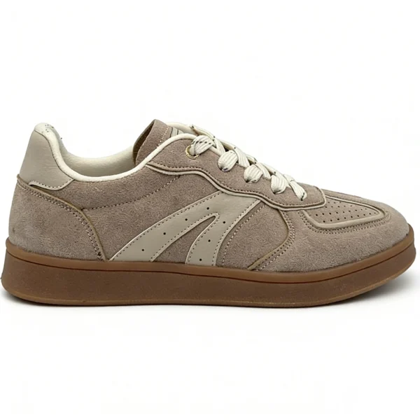 khaki-casual-sneakers-cs2615 CS2615 Low-Top Casual Sneakers with Vulcanized Sole and Panelled Upper for Men and Women