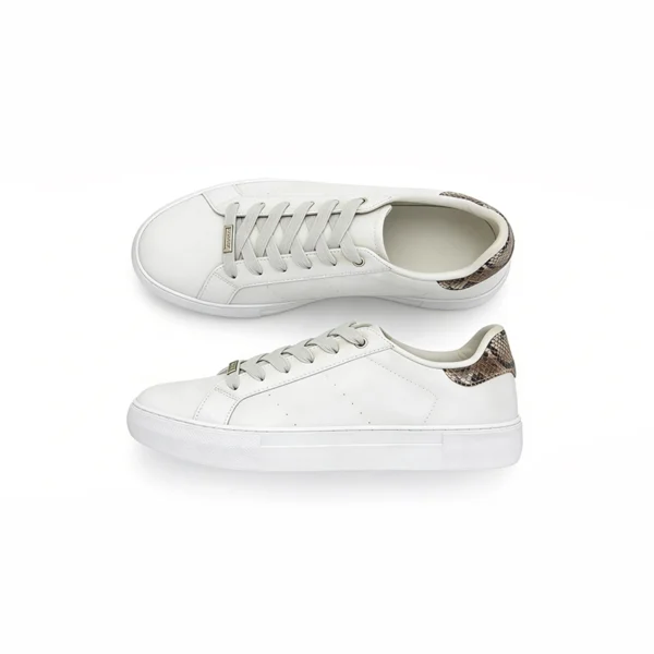 CS2608 Women’s Casual Sneakers Low-Top Fashion Shoes with Animal-Print Heel Detail