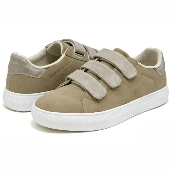 leather-upper-casual-sneakers-cs2611 CS2611 Casual Sneakers Low-Top Hook-and-Loop Lifestyle Shoes for Men and Women