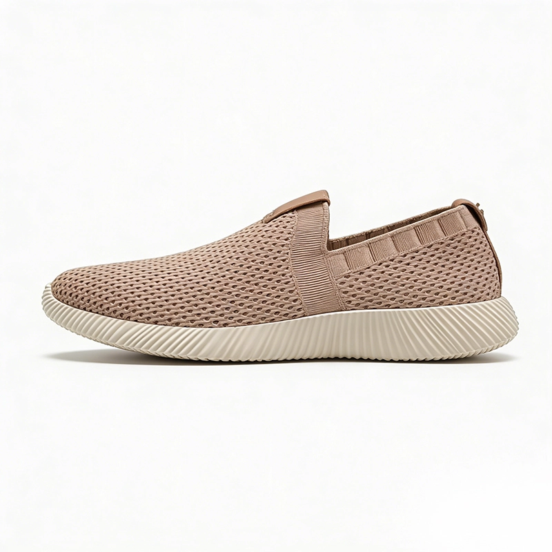 lightweight-beige-casual-sneakers-manufacturer CS2607 Slip-On Casual Sneakers Breathable Mesh Walking Shoes for Men and Women