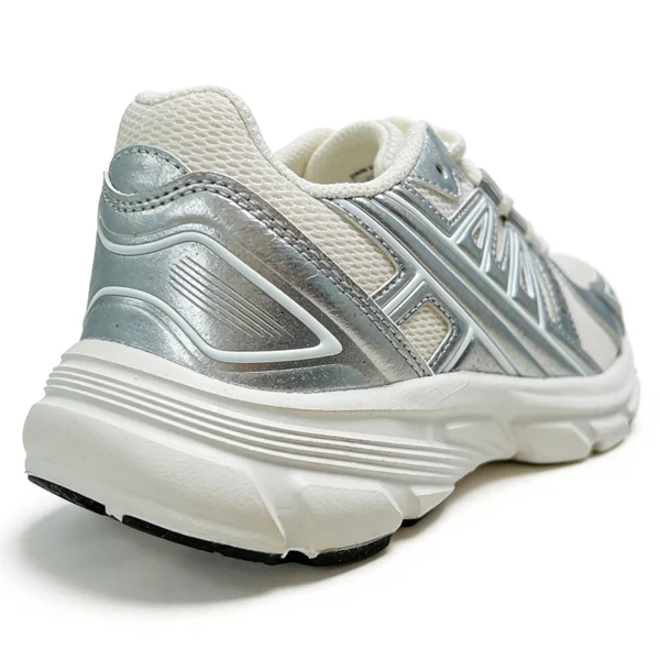 CS2613 Retro Mesh Casual Sneakers with Shiny Overlay Panels for Men and Women