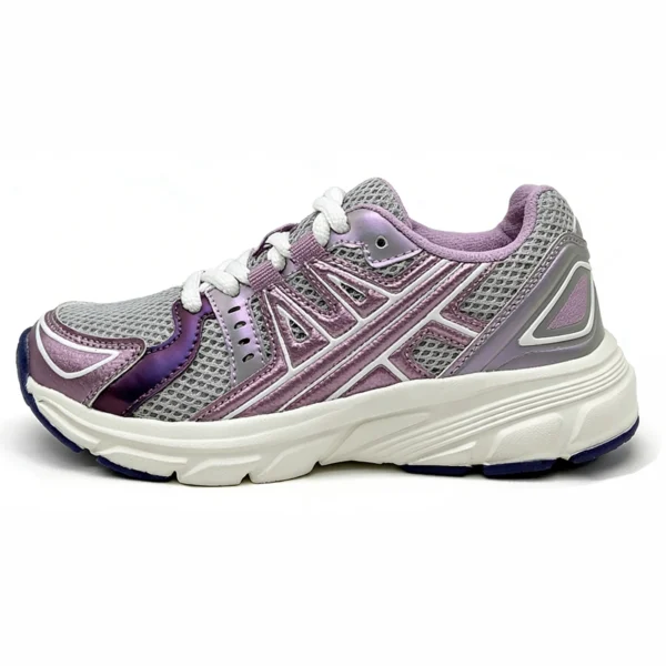 CS2613 Retro Mesh Casual Sneakers with Shiny Overlay Panels for Men and Women