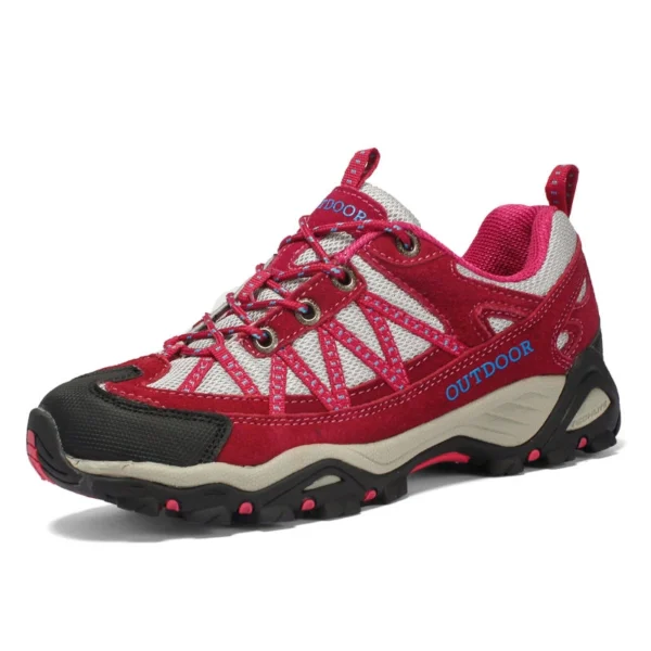HO2605 Knit Upper Hiking Shoes with Ankle Support and Traction Sole for Men and Women