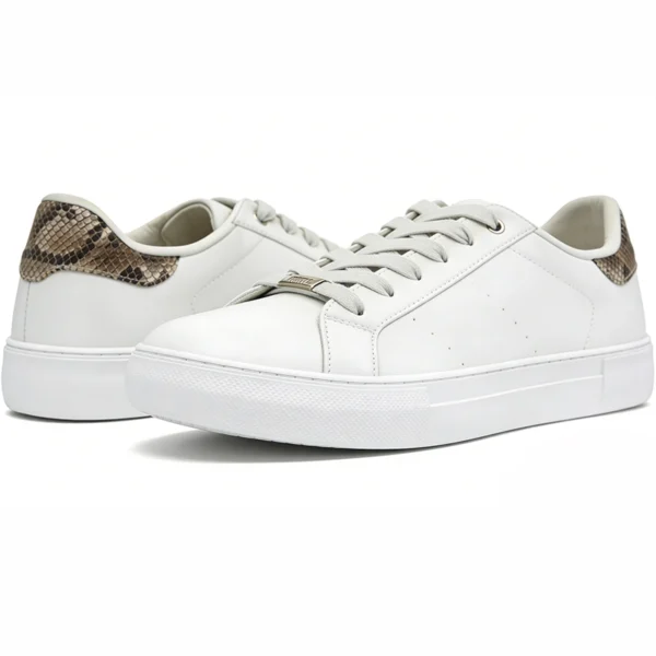 CS2608 Women’s Casual Sneakers Low-Top Fashion Shoes with Animal-Print Heel Detail