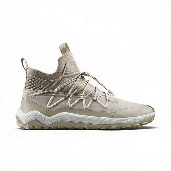 wide-toe-beige-barefoot-shoes-supplier BF2604 Barefoot Shoes Lightweight Mid-Cut Walking Shoes with Wide Toe Box